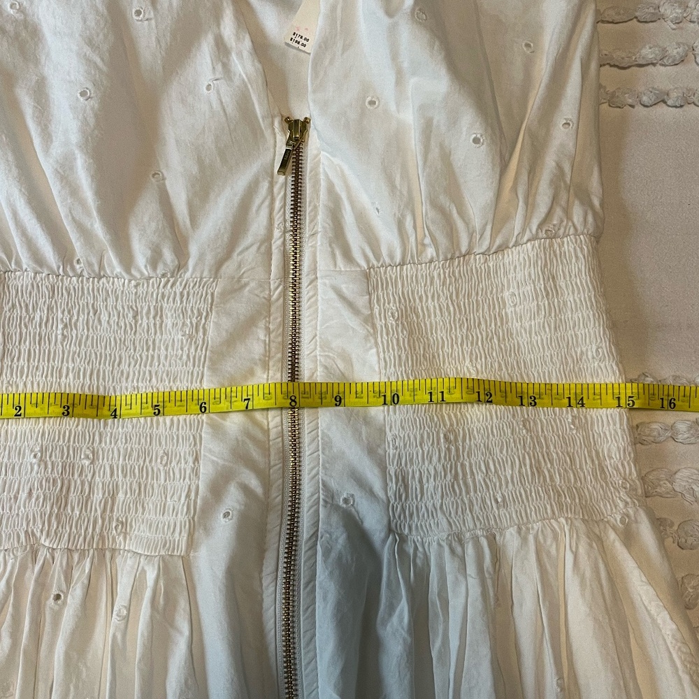 Anthropologie Tommie Cap-Sleeve Smocked FrontZip Shirt Dress:Eyelet Trim NWT - Picture 8 of 9